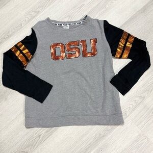 PINK Victoria Secret OSU Sweatshirt with Black and Orange Sleeves and sparkly o